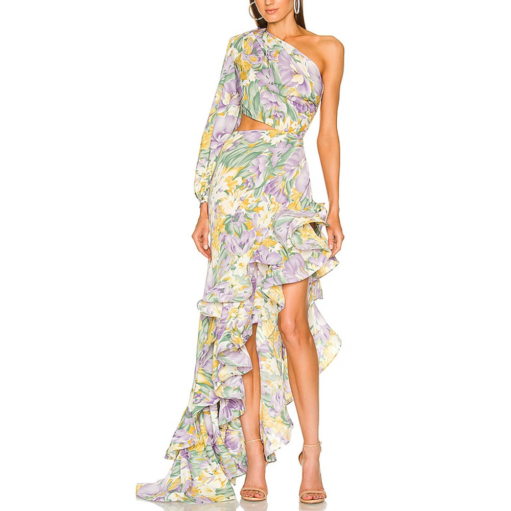 Bronx And Banco 'Tropics' Purple Maxi Dress Size L - Picture 1 of 6
